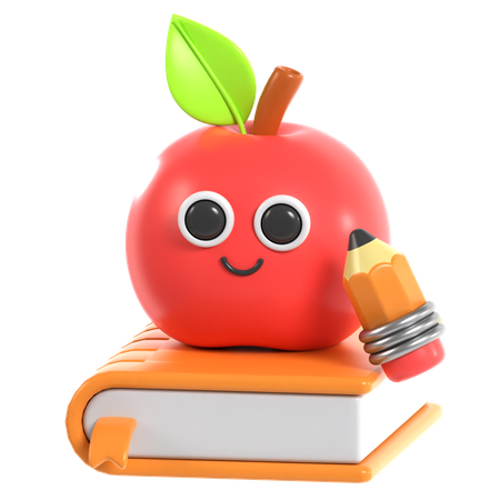 Manzana y libro  3D Icon