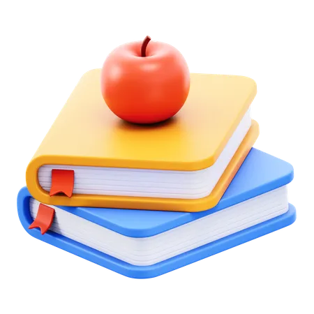 Manzana y libro  3D Icon