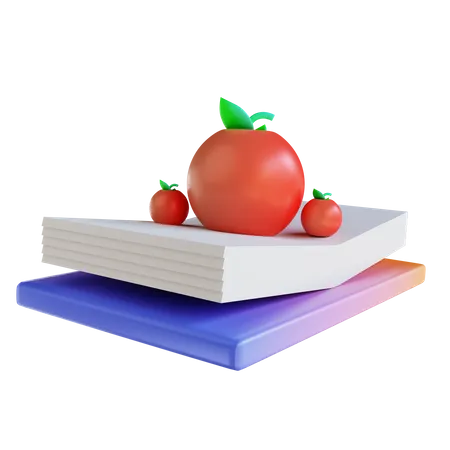 Manzana y libro  3D Illustration