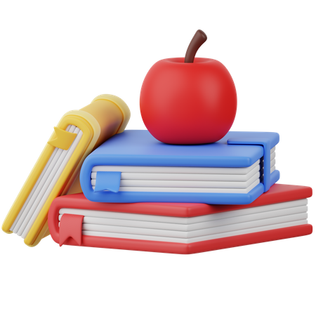 Manzana y libro  3D Icon