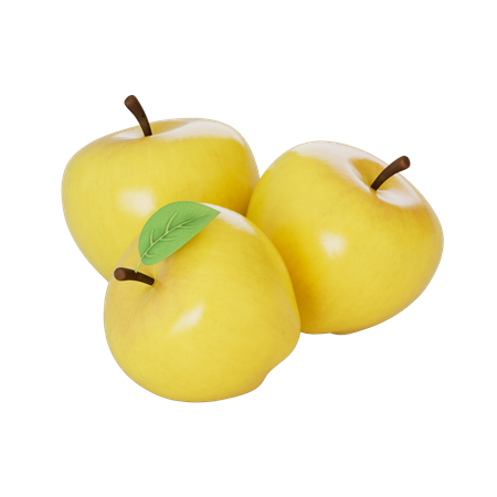 Manzanas amarillas  3D Illustration