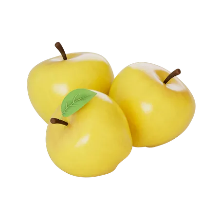 Manzanas amarillas  3D Illustration