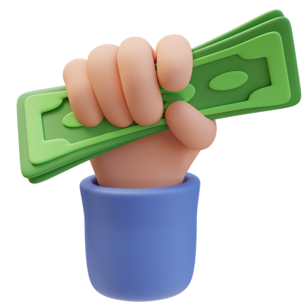 Mão aperta nota de dinheiro  3D Icon