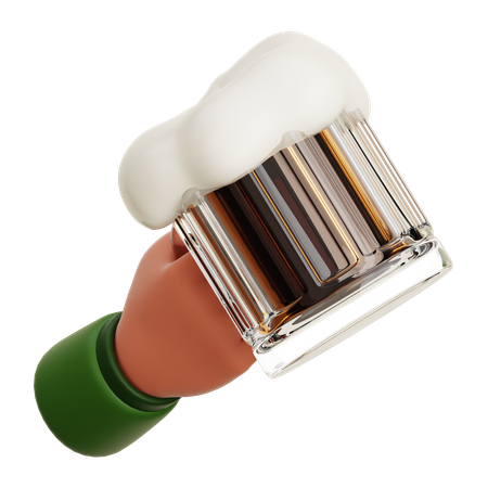 Mão aplaude copo de cerveja  3D Icon