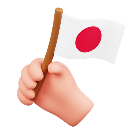 Mão com bandeira do Japão  3D Icon