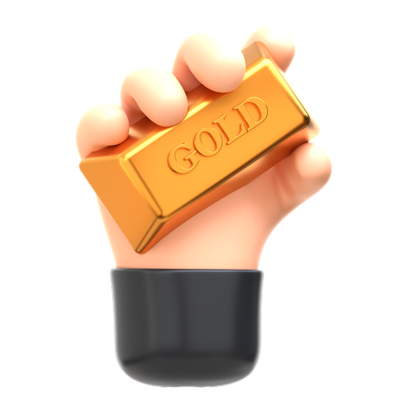 Mão com barra de ouro  3D Icon