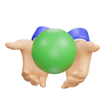 Mão com bola  3D Icon