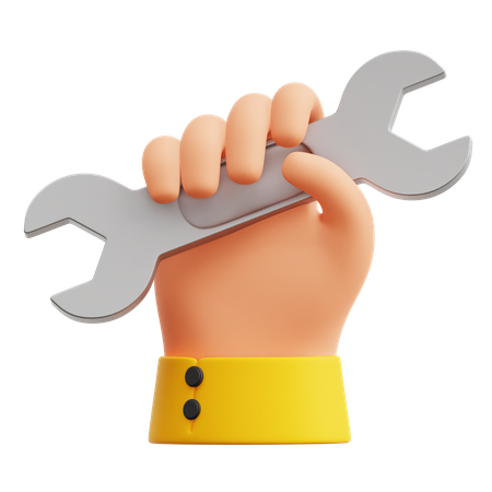 Mão com chave inglesa  3D Icon