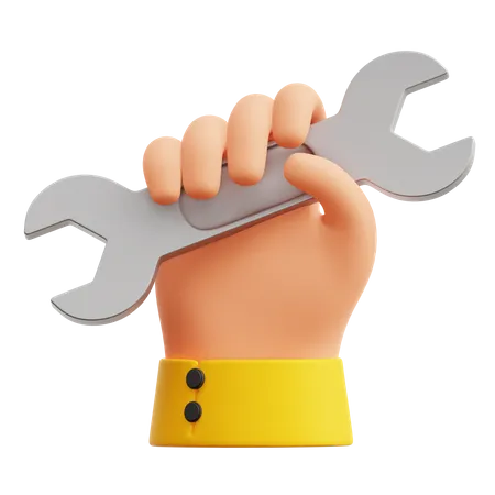 Mão com chave inglesa  3D Icon