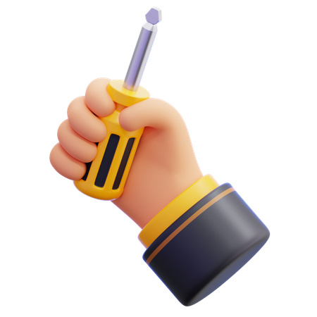 Mão com chave de fenda  3D Icon