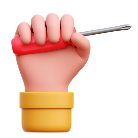 Mão com chave de fenda  3D Icon