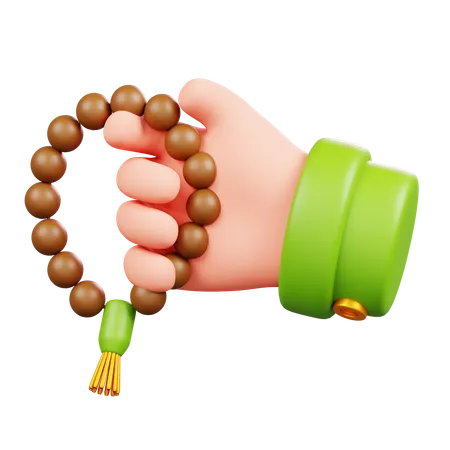 Mão com contas de oração  3D Icon