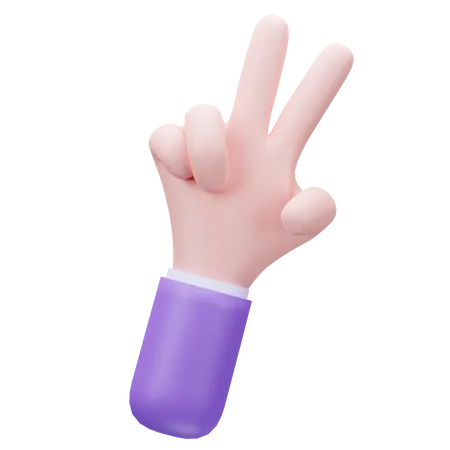 Mão de dois dedos  3D Icon