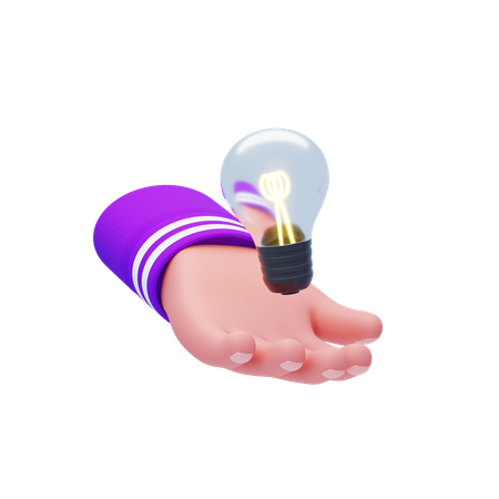 Mão com lâmpada  3D Icon