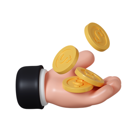 Mão com moedas  3D Icon