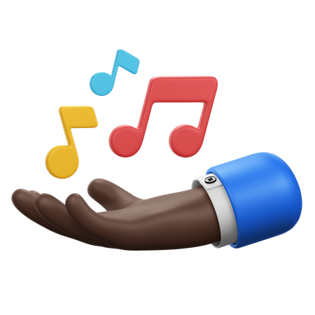 Mão com notas musicais  3D Icon