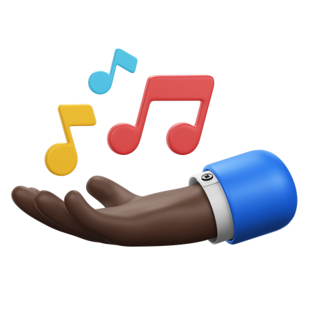 Mão com notas musicais  3D Icon