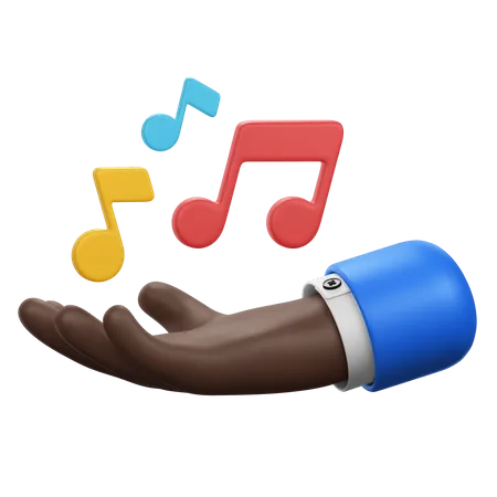 Mão com notas musicais  3D Icon