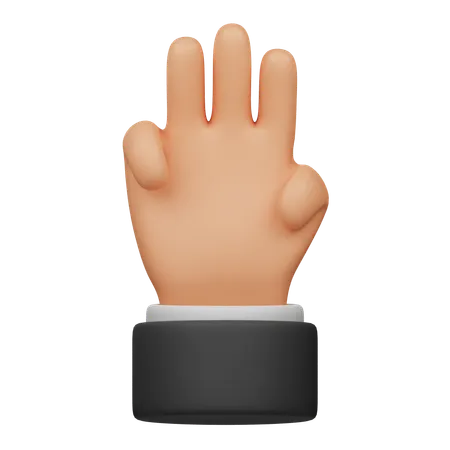 Mão de três dedos  3D Icon