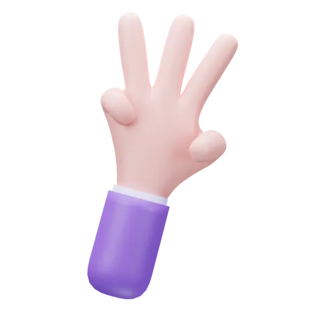 Mão de três dedos  3D Icon