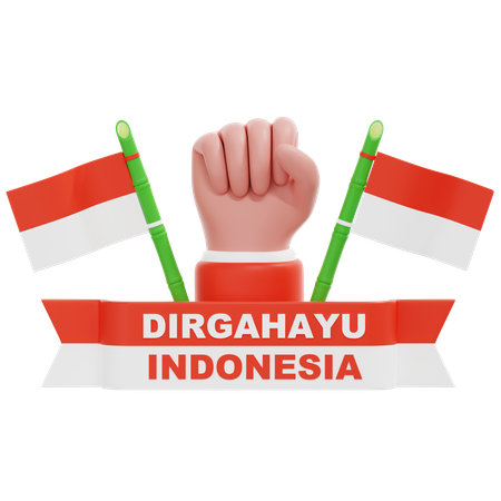 Mão dirgahayu Indonésia  3D Icon