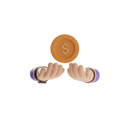 Mão e moeda  3D Icon
