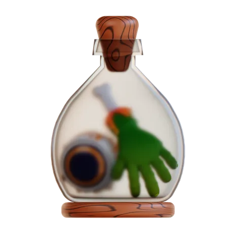 Mão e olho de zumbi em garrafa  3D Icon