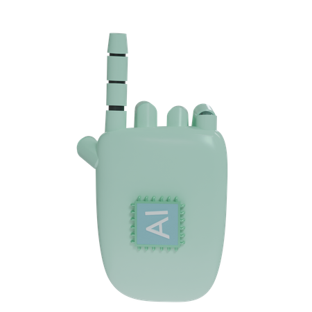 Mão Robô PointUp MintGreen  3D Icon