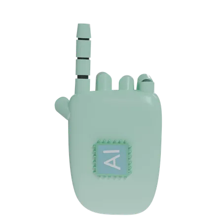 Mão Robô PointUp MintGreen  3D Icon