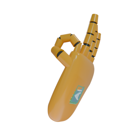 Mão Robô OK Laranja  3D Icon