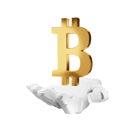 Mão segurando bitcoin  3D Icon