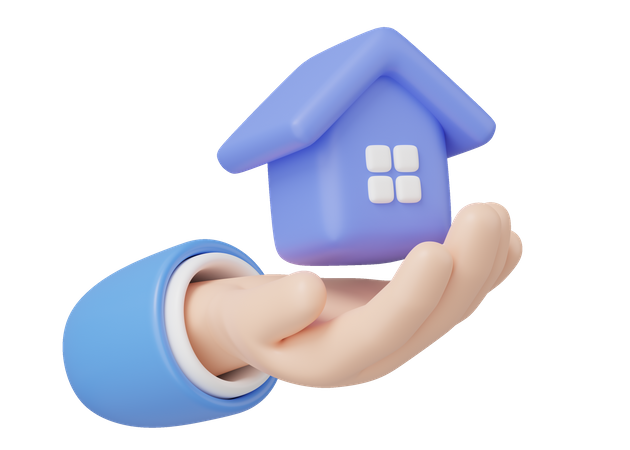 Mão segurando casa  3D Icon