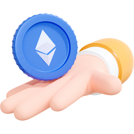 Mão segurando moeda ethereum  3D Icon