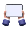 Mão segurando o tablet