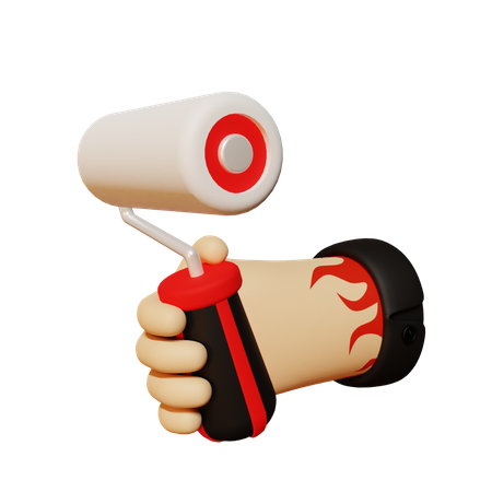 Mão segurando rolo de tinta  3D Icon