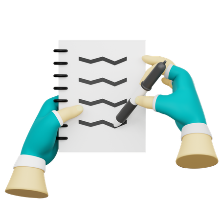 Mão segurando um documento escrevendo  3D Icon
