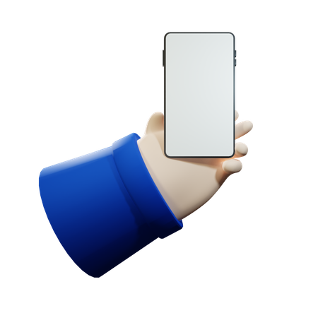 Mão segurando um smartphone com tela em branco  3D Icon