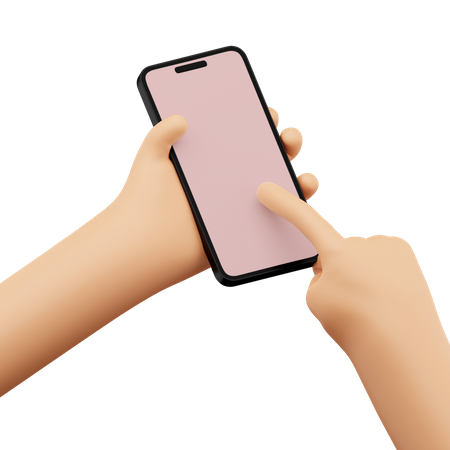 Mão segurando uma maquete de smartphone  3D Icon