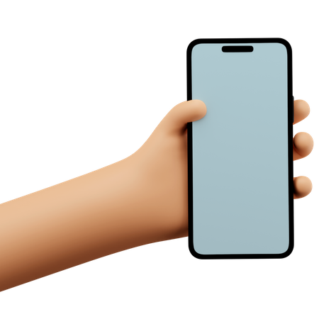 Mão segurando uma maquete de smartphone  3D Icon