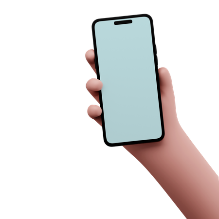 Mão segurando uma maquete de smartphone  3D Icon