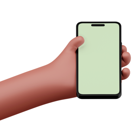 Mão segurando uma maquete de smartphone  3D Icon