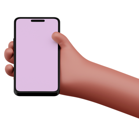 Mão segurando uma maquete de smartphone  3D Icon