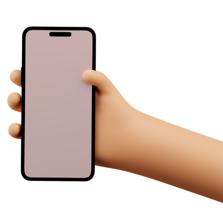 Mão segurando uma maquete de smartphone  3D Icon