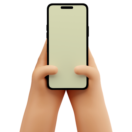 Mão segurando uma maquete de smartphone  3D Icon