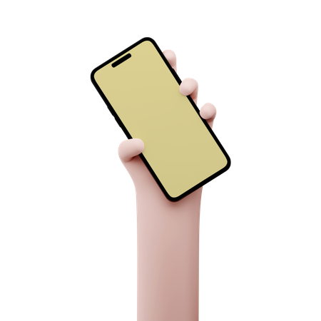 Mão segurando uma maquete de smartphone  3D Icon