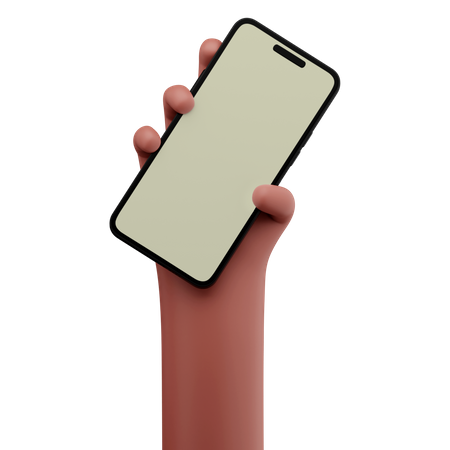 Mão segurando uma maquete de smartphone  3D Icon