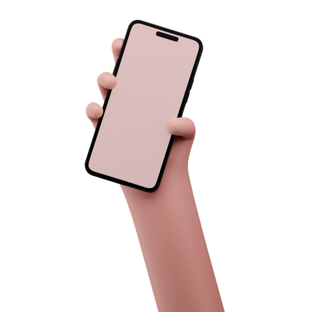 Mão segurando uma maquete de smartphone  3D Icon
