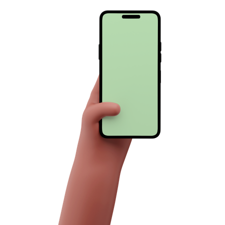 Mão segurando uma maquete de smartphone  3D Icon