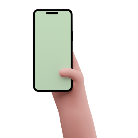 Mão segurando uma maquete de smartphone  3D Icon
