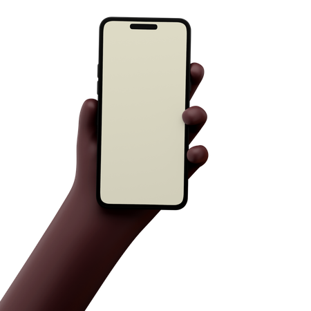 Mão segurando uma maquete de smartphone  3D Icon